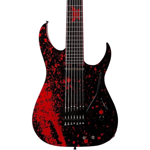 Imagen 117 Schecter Sullivan King Banshee Guitarra Electrica De 7 Cuerdas Floyd Rose Sustainiac Obsidian Blood