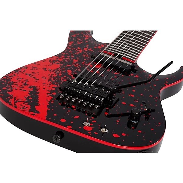Imagen 127 Schecter Sullivan King Banshee Guitarra Electrica De 7 Cuerdas Floyd Rose Sustainiac Obsidian Blood