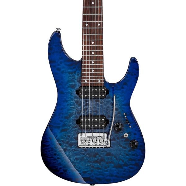 Ibanez AZ427P2QM Guitarra Electrica De 7 Cuerdas Tapa De Quilted Maple Twilight Blue Burst