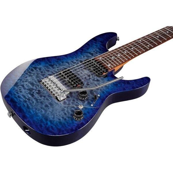 Ibanez AZ427P2QM Guitarra Electrica De 7 Cuerdas Tapa De Quilted Maple Twilight Blue Burst