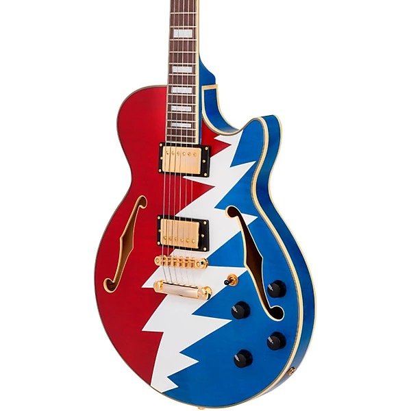 D' Angelico Premier Grateful Dead SS Guitarra Electrica Edicion Limitada Red White Blue